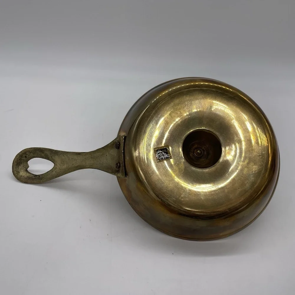 Vintage Solid Brass Frying Pan Drip Pan Candle‎ Holder Made In India